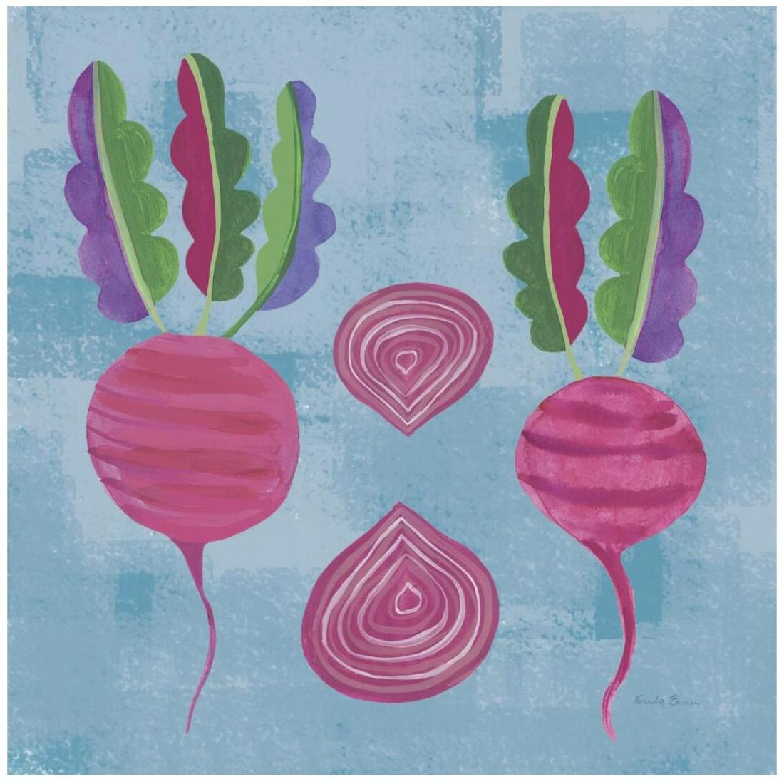 Veggie Time IV Blue -Paper Art-20&quotx20"