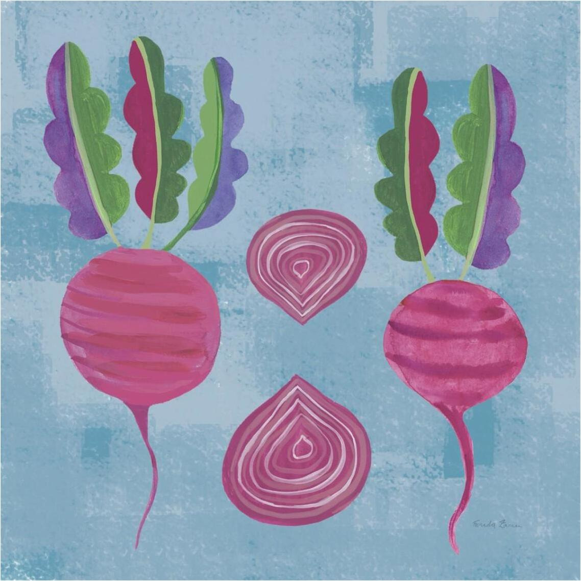 Veggie Time IV Blue -Paper Art-38&quotx38"