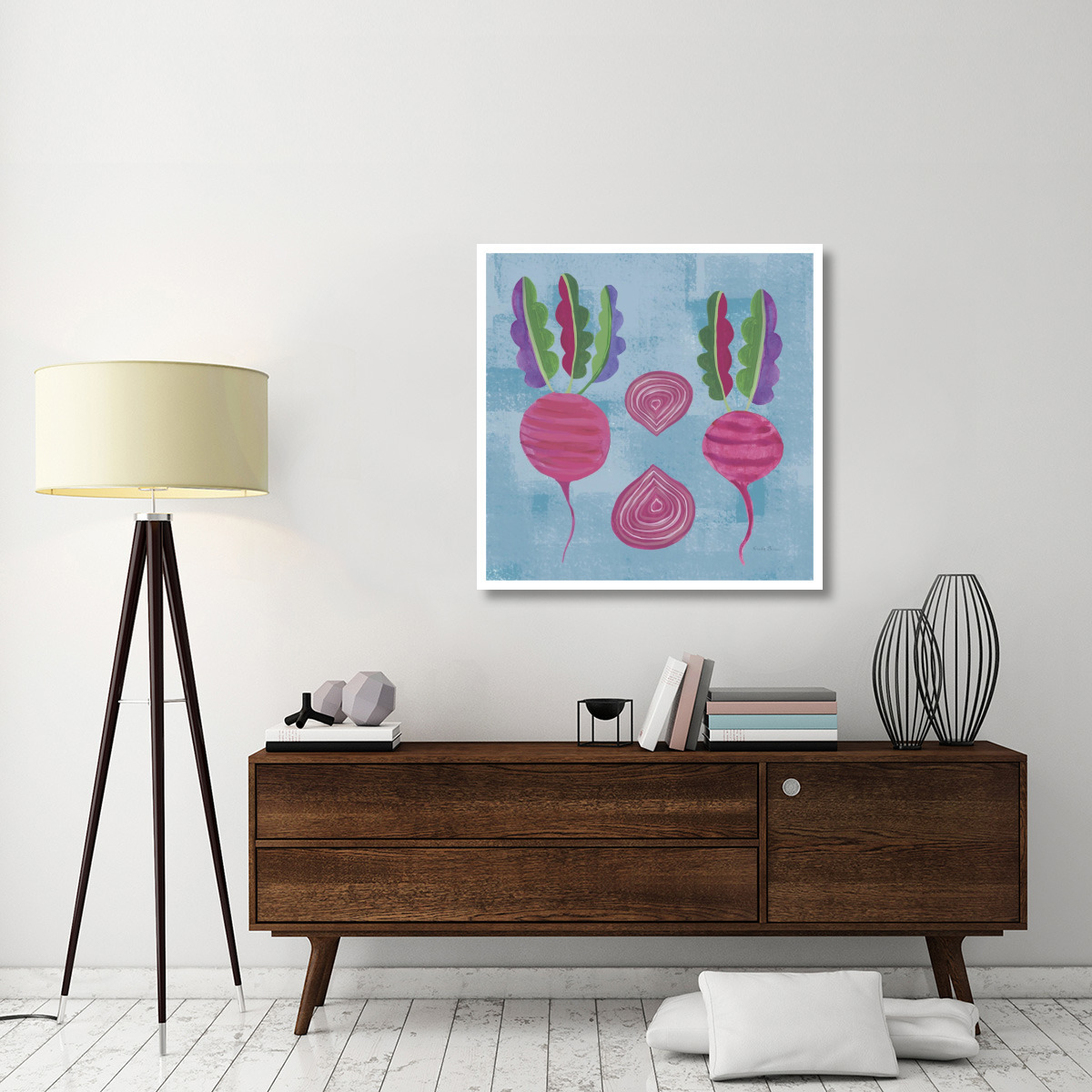 Veggie Time IV Blue -Paper Art-38&quotx38"