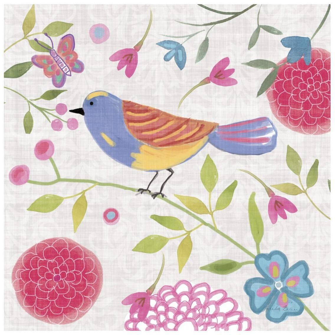 Damask Floral and Bird III v2 -Paper Art-26&quotx26"