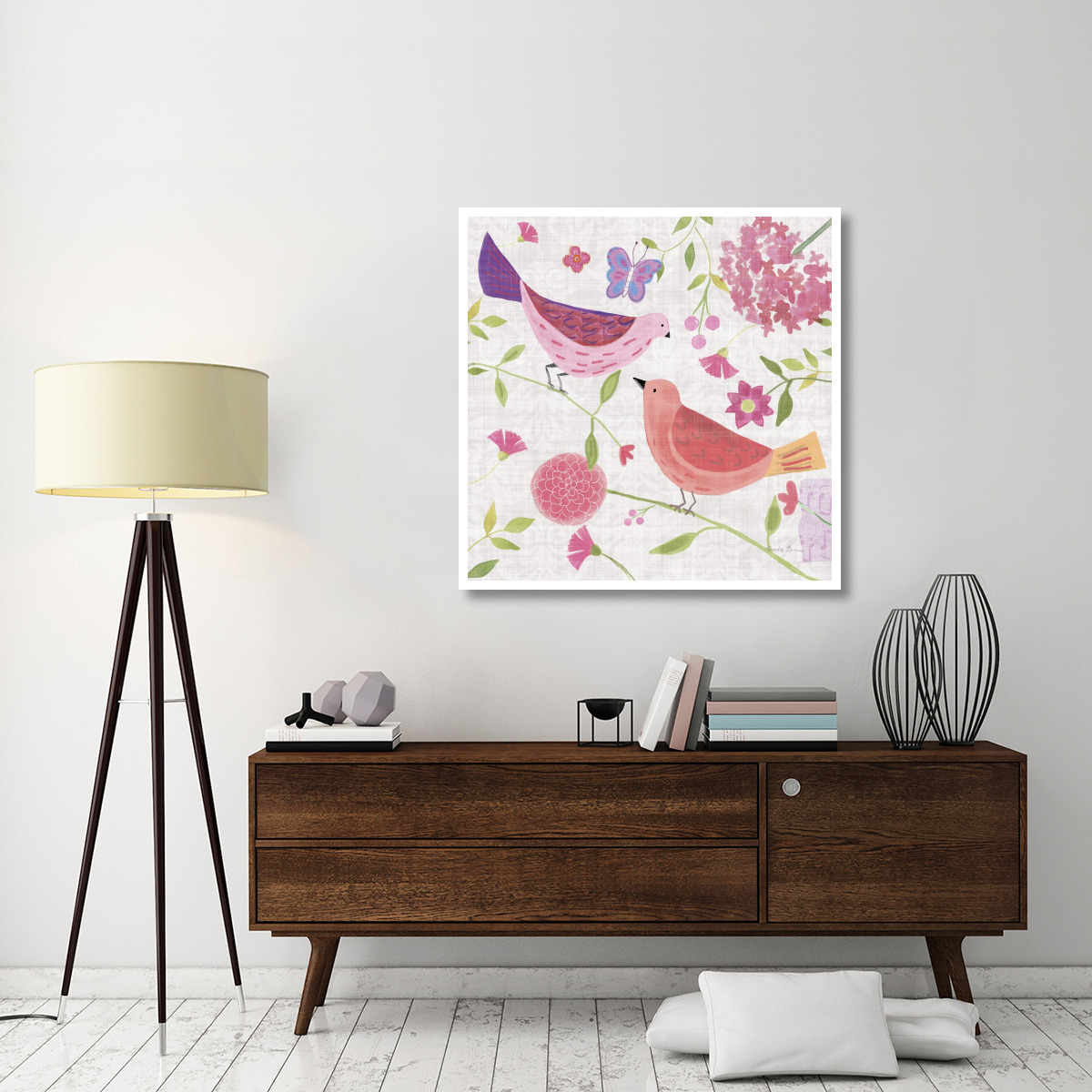 Damask Floral and Bird IV v2 -Paper Art-42&quotx42"