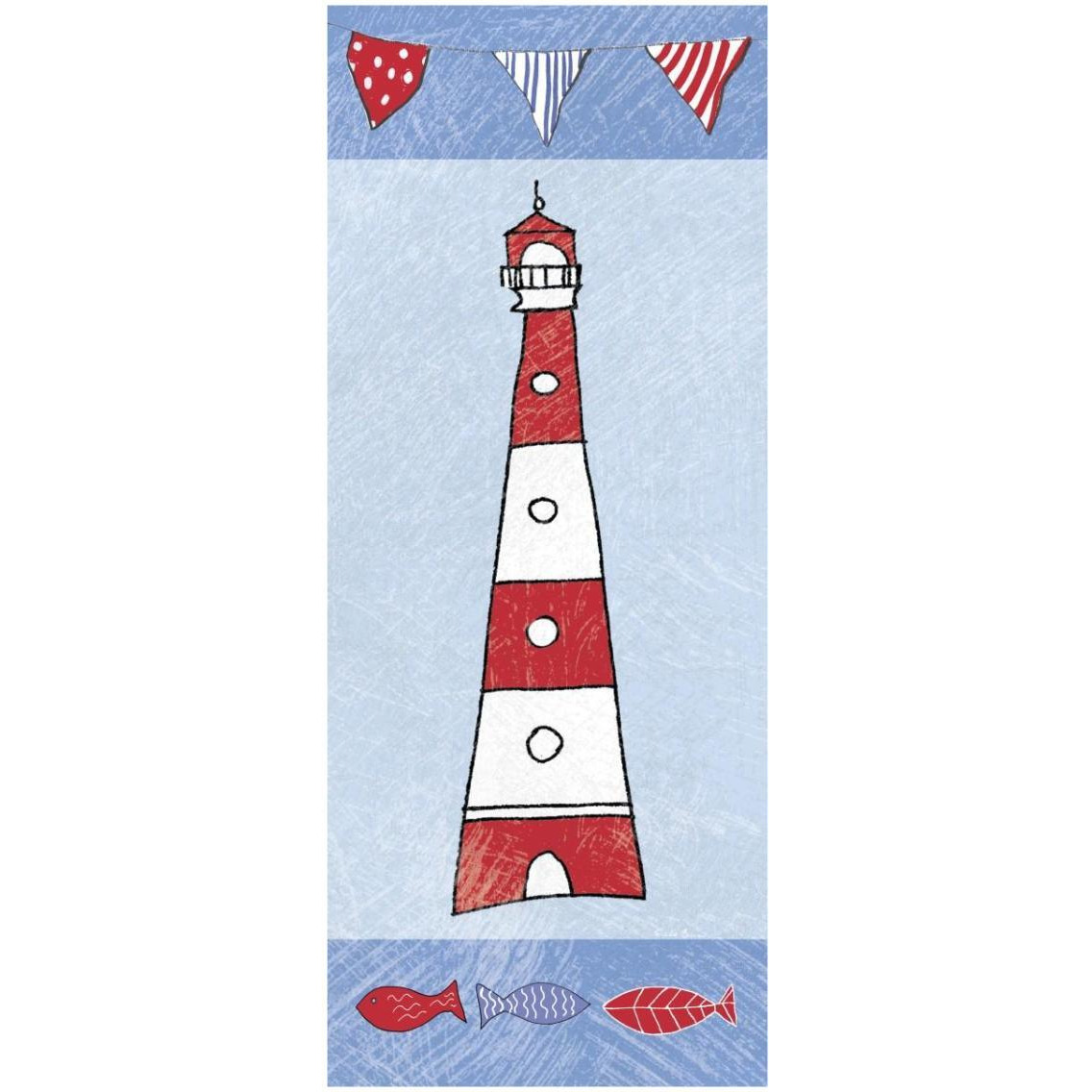 Coastal Lighthouse I on Blue -Paper Art-14&quotx32"
