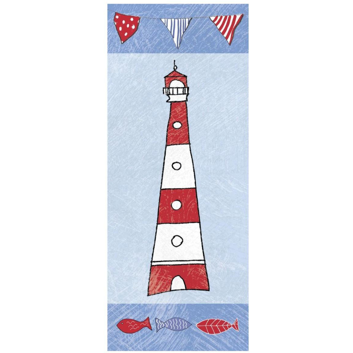 Coastal Lighthouse I on Blue -Paper Art-18&quotx42"