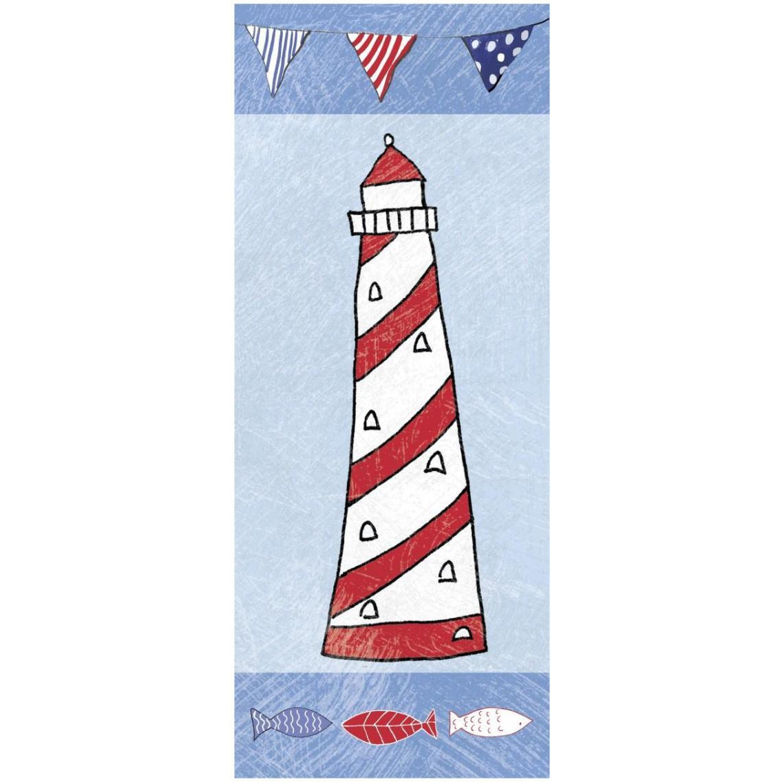 Coastal Lighthouse II on Blue -Paper Art-14&quotx32"