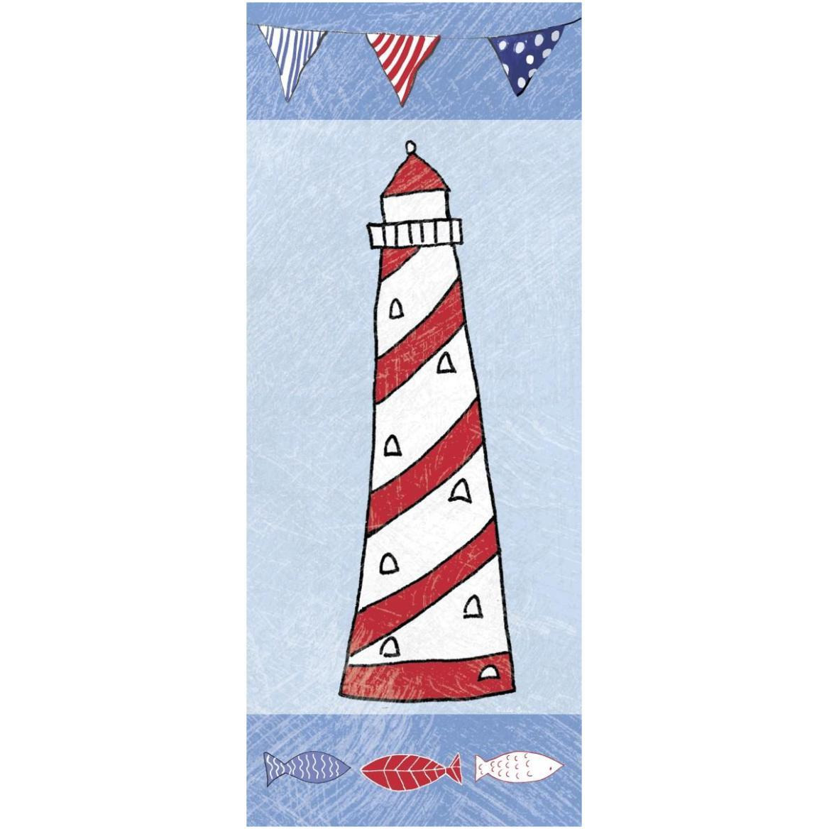 Coastal Lighthouse II on Blue -Paper Art-26&quotx62"