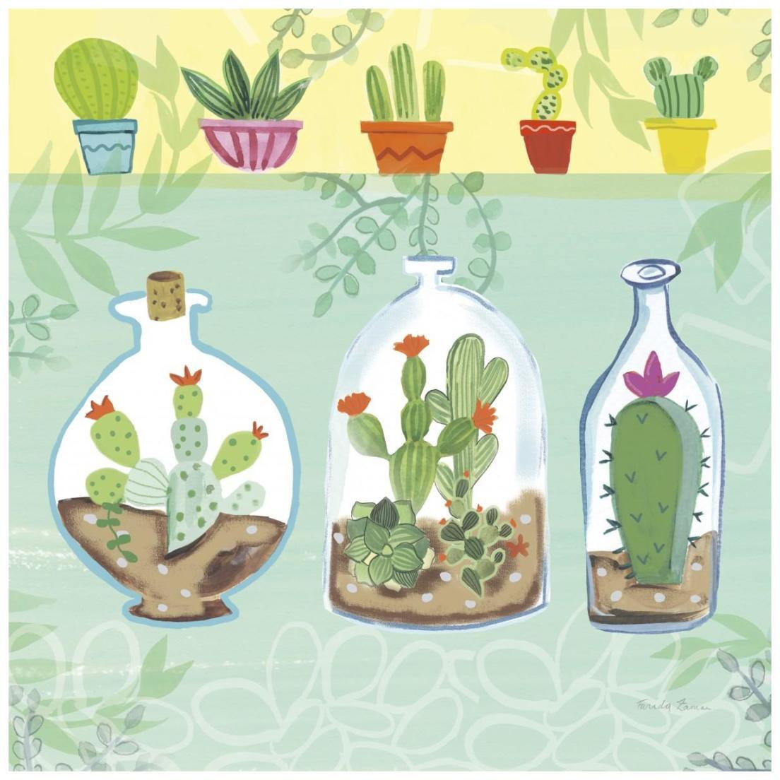 Cacti Garden I no Birds and Butterflies -Paper Art-20&quotx20"