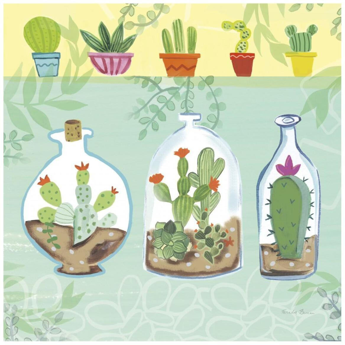 Cacti Garden I no Birds and Butterflies -Paper Art-42&quotx42"