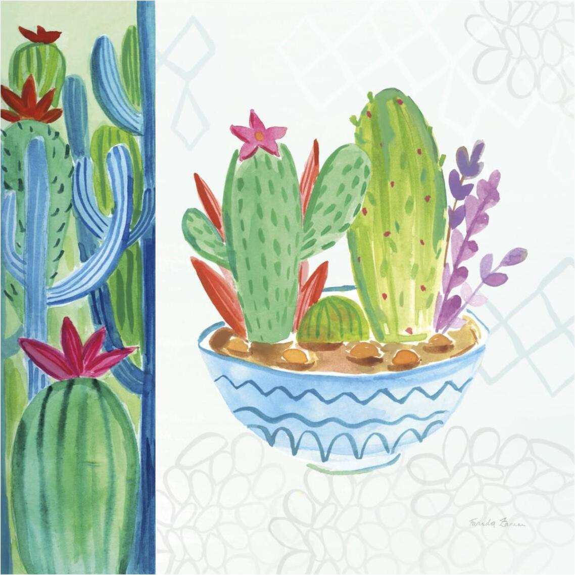 Cacti Garden II no Birds and Butterflies -Paper Art-38&quotx38"