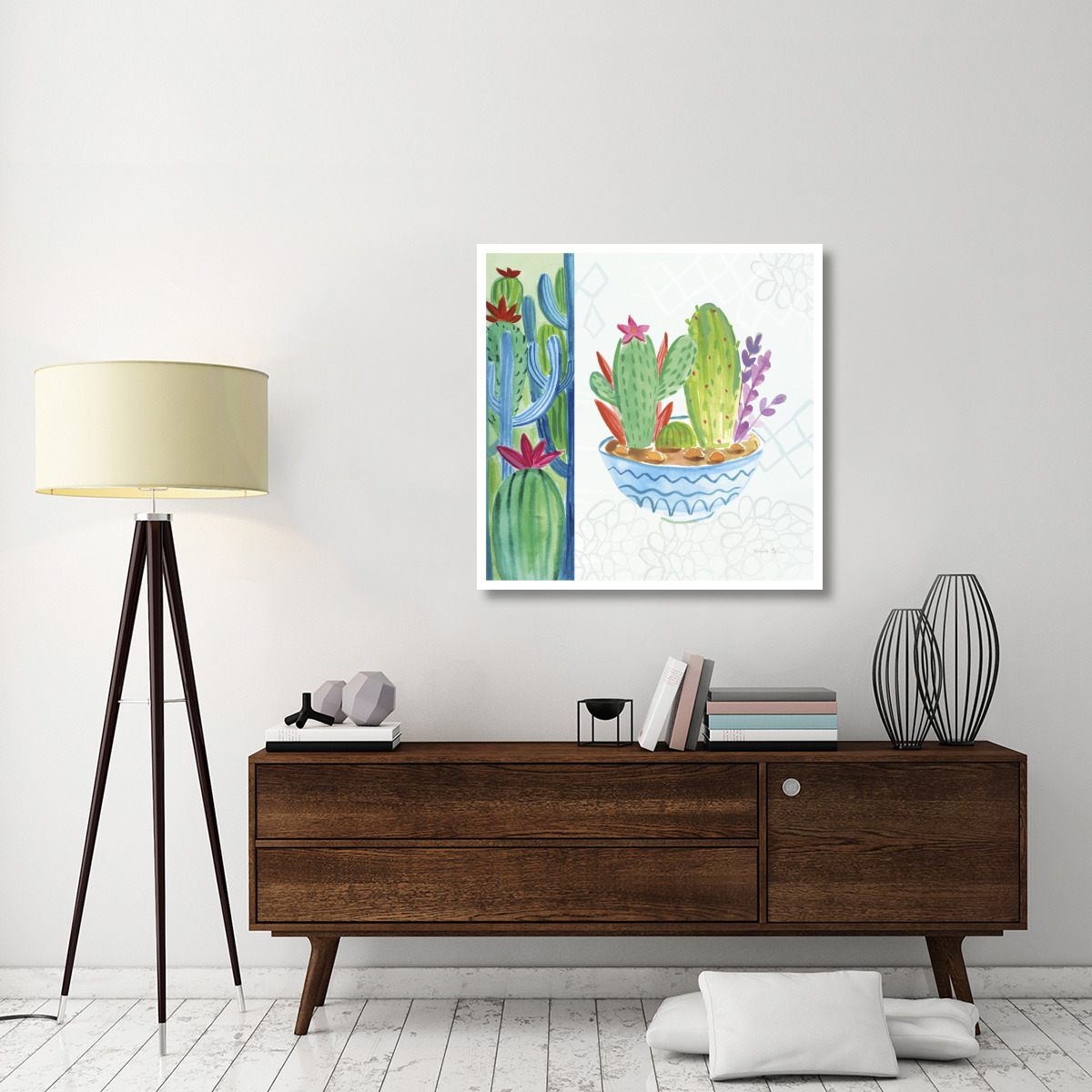 Cacti Garden II no Birds and Butterflies -Paper Art-38&quotx38"