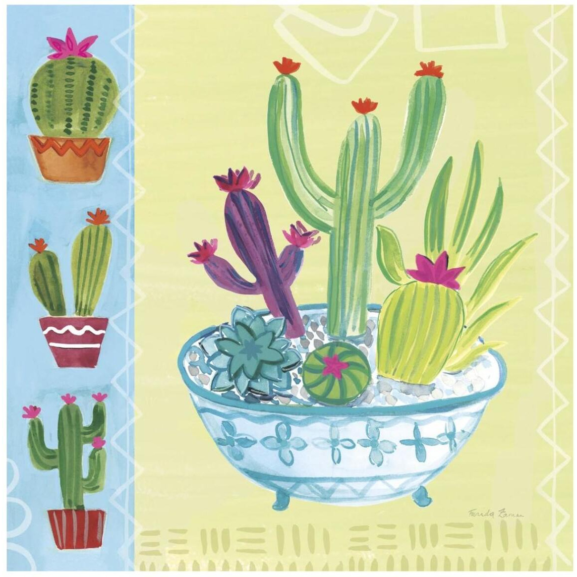 Cacti Garden III no Birds and Butterflies -Paper Art-42&quotx42"