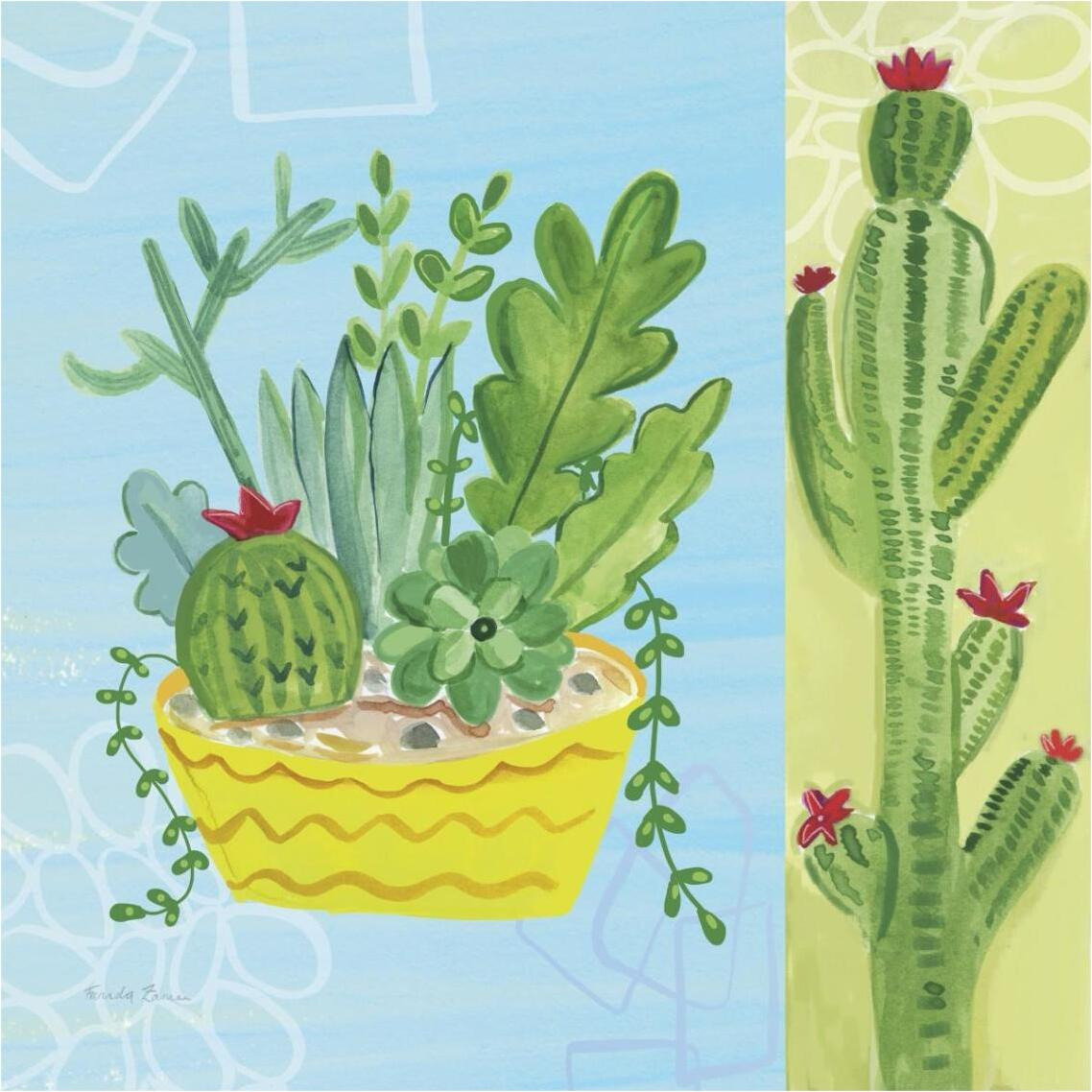 Cacti Garden IV no Birds and Butterflies -Paper Art-38&quotx38"