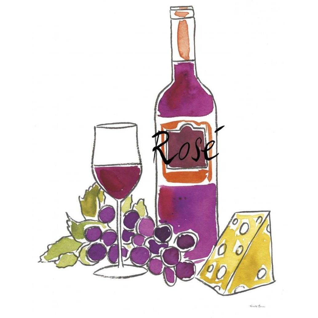 Wine Time III Rose -Paper Art-18&quotx22"
