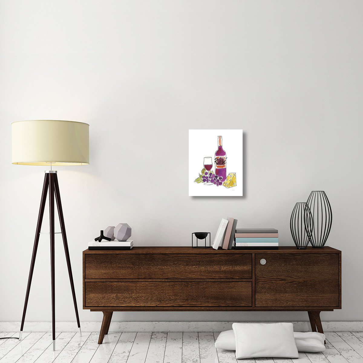 Wine Time III Rose -Paper Art-18&quotx22"