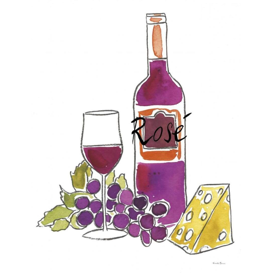 Wine Time III Rose -Paper Art-22&quotx26"