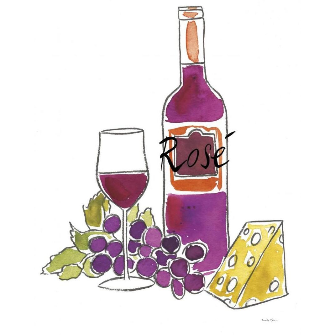 Wine Time III Rose -Paper Art-24&quotx30"