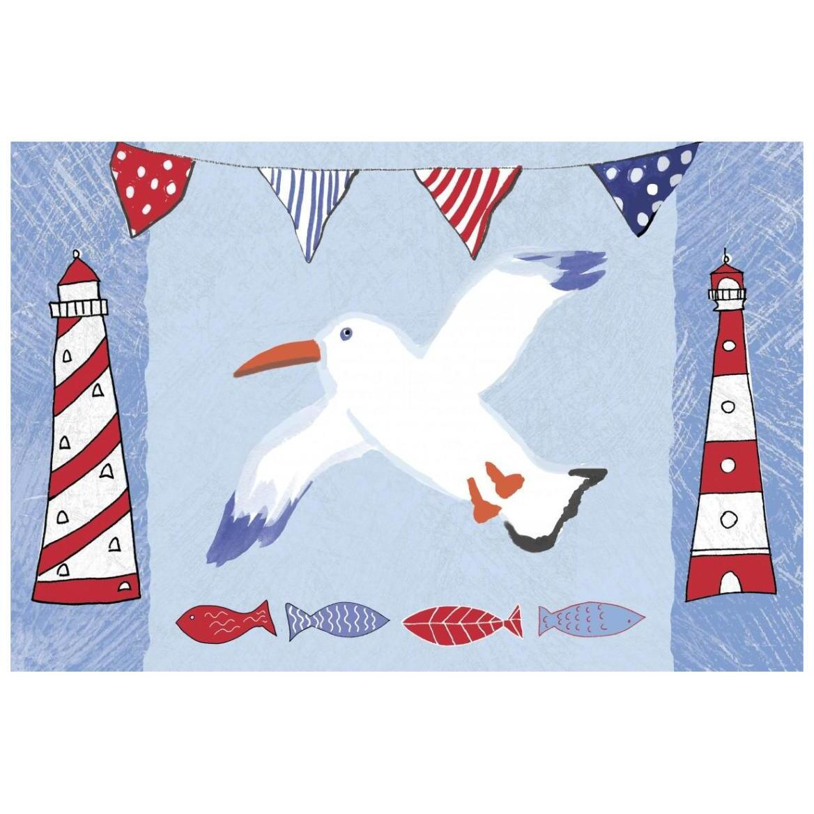 Coastal Bird III Blue -Paper Art-20&quotx14"