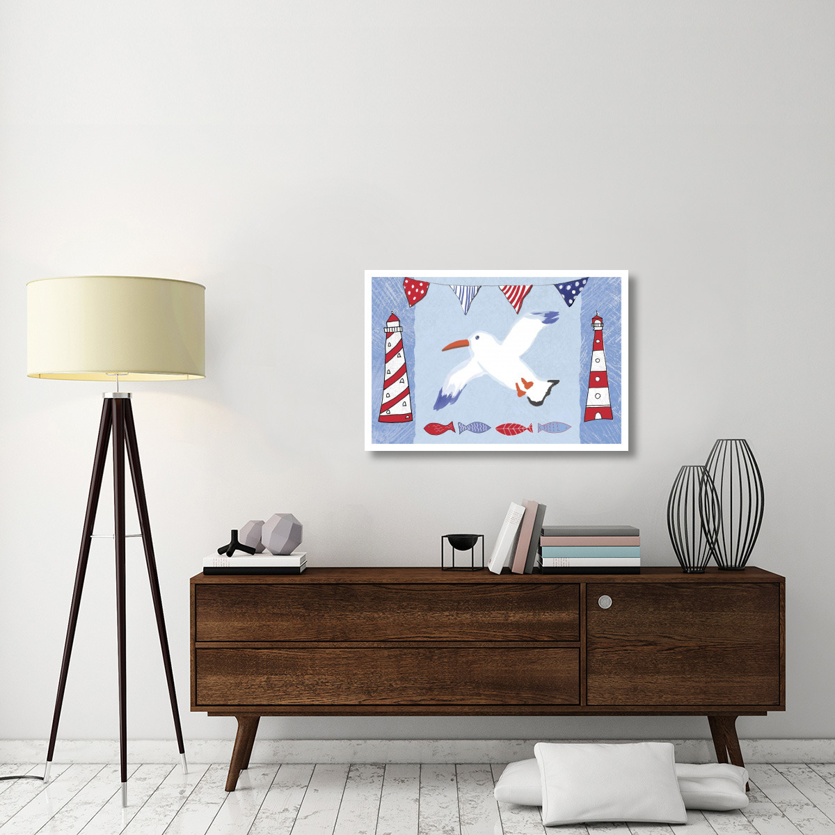 Coastal Bird III Blue -Paper Art-38&quotx26"