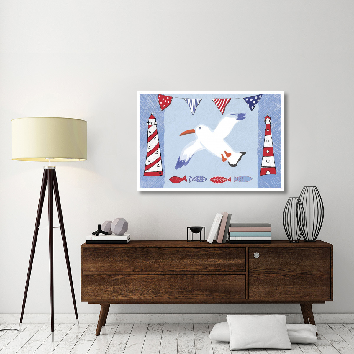 Coastal Bird III Blue -Paper Art-50&quotx34"