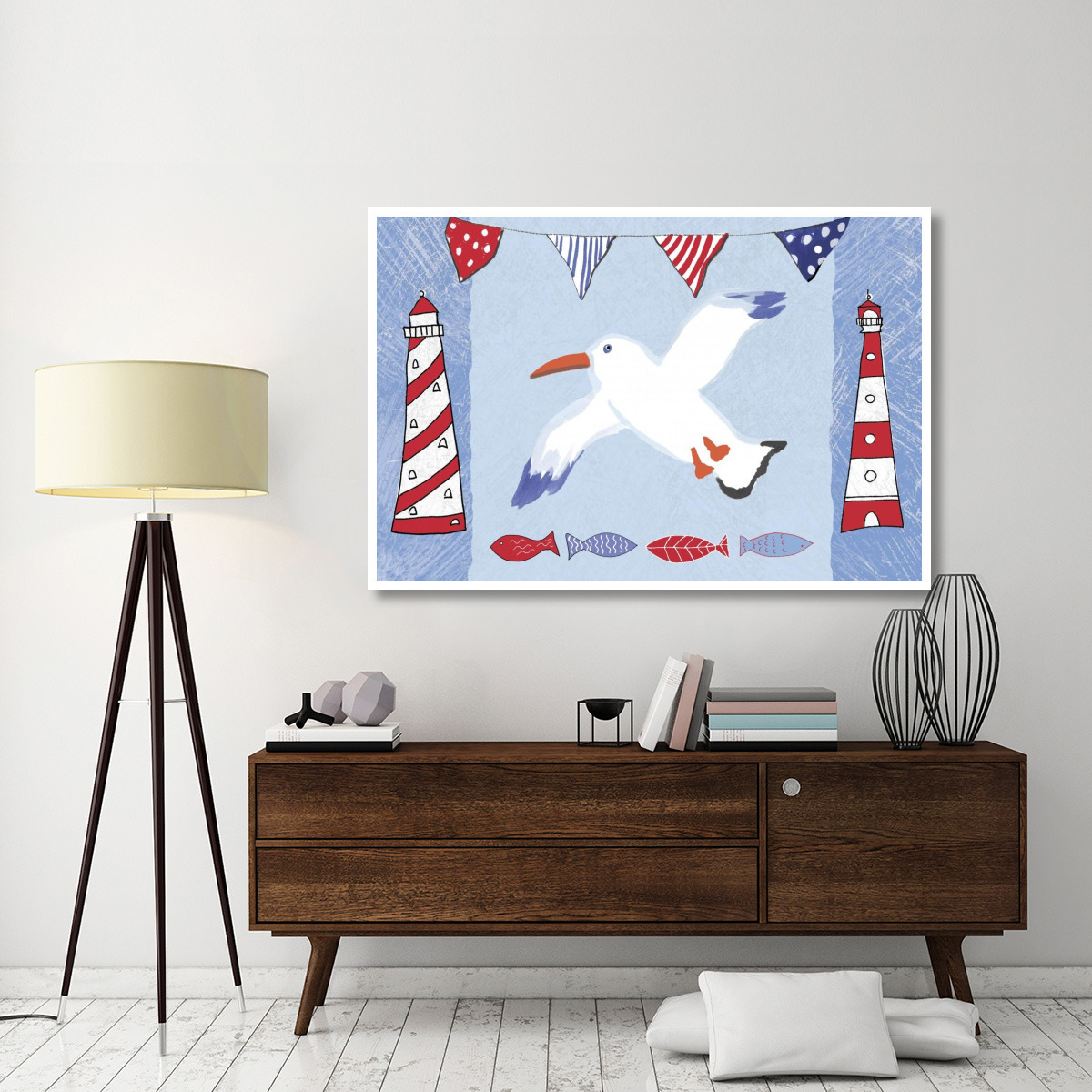 Coastal Bird III Blue -Paper Art-62&quotx42"