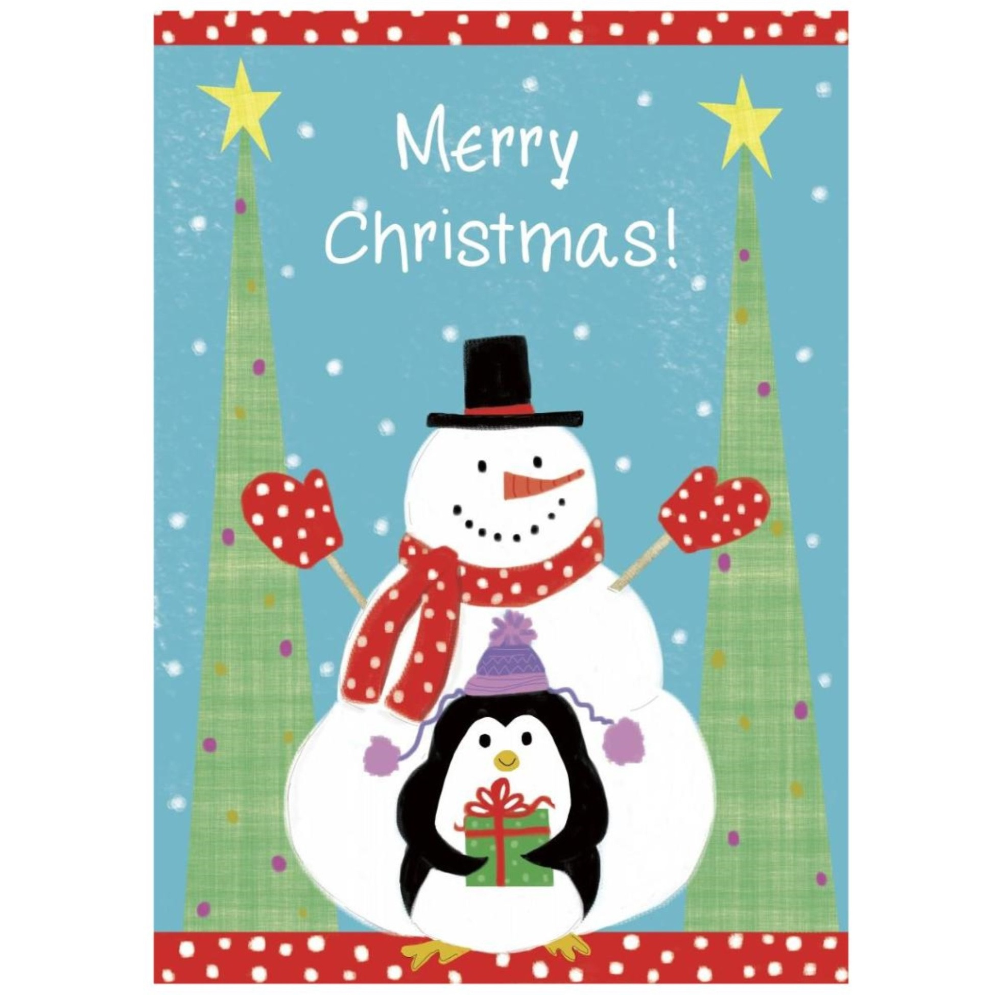 Snowman and Penguin Friends Flag -Paper Art-30.4&quotx42"