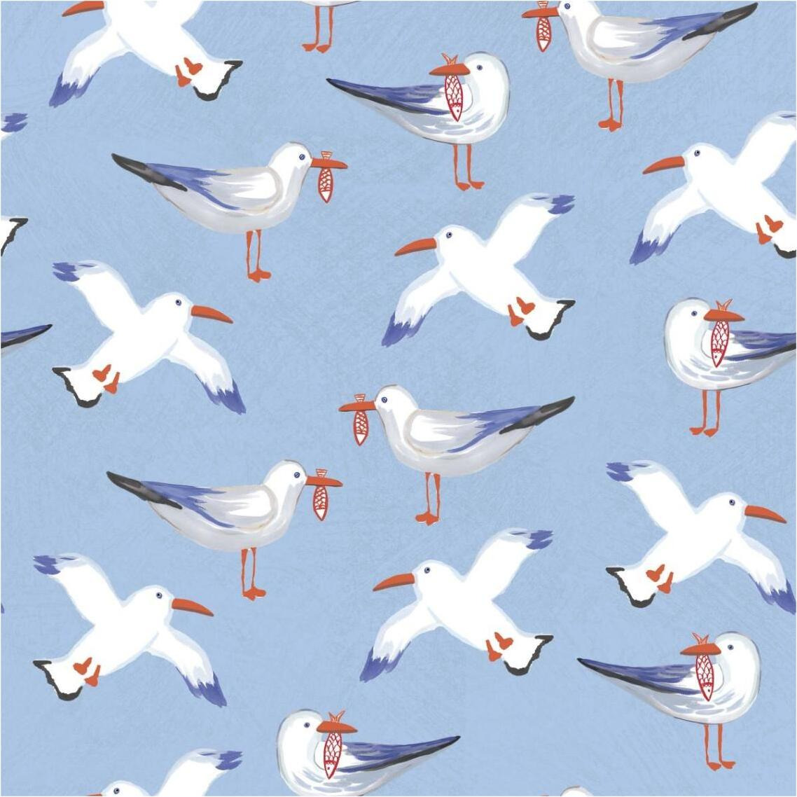 Coastal Birds Pattern II -Paper Art-38&quotx38"