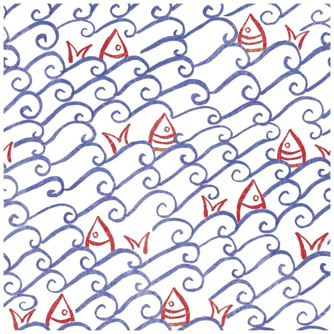 Coastal Birds Pattern V -Paper Art-42&quotx42"