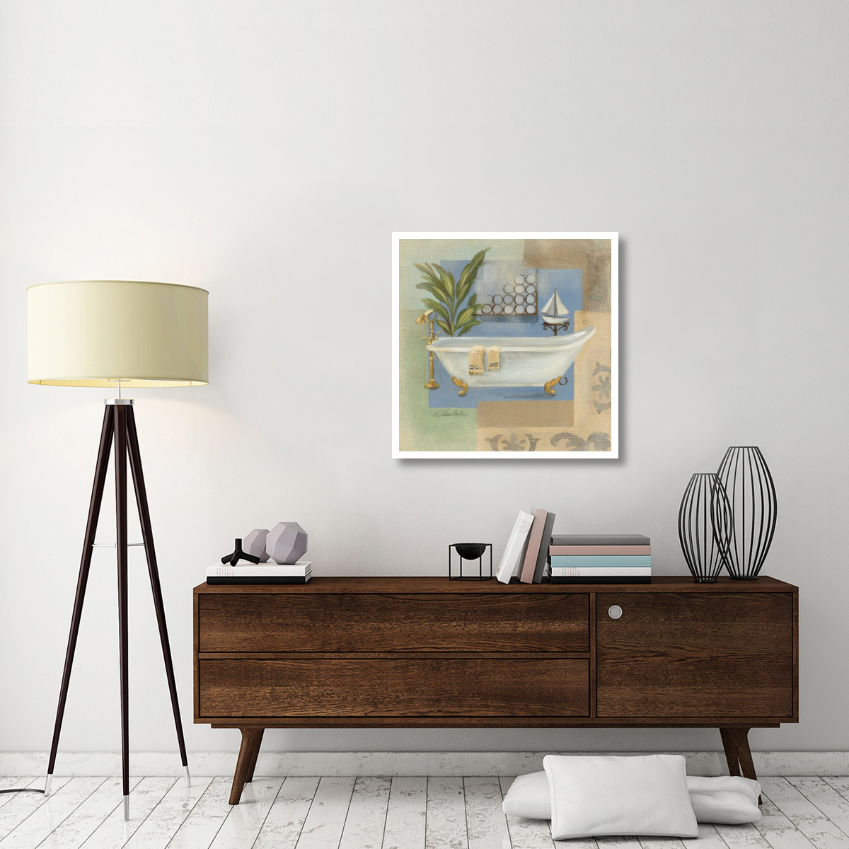 Coastal Bathtub I -Paper Art-32&quotx32"