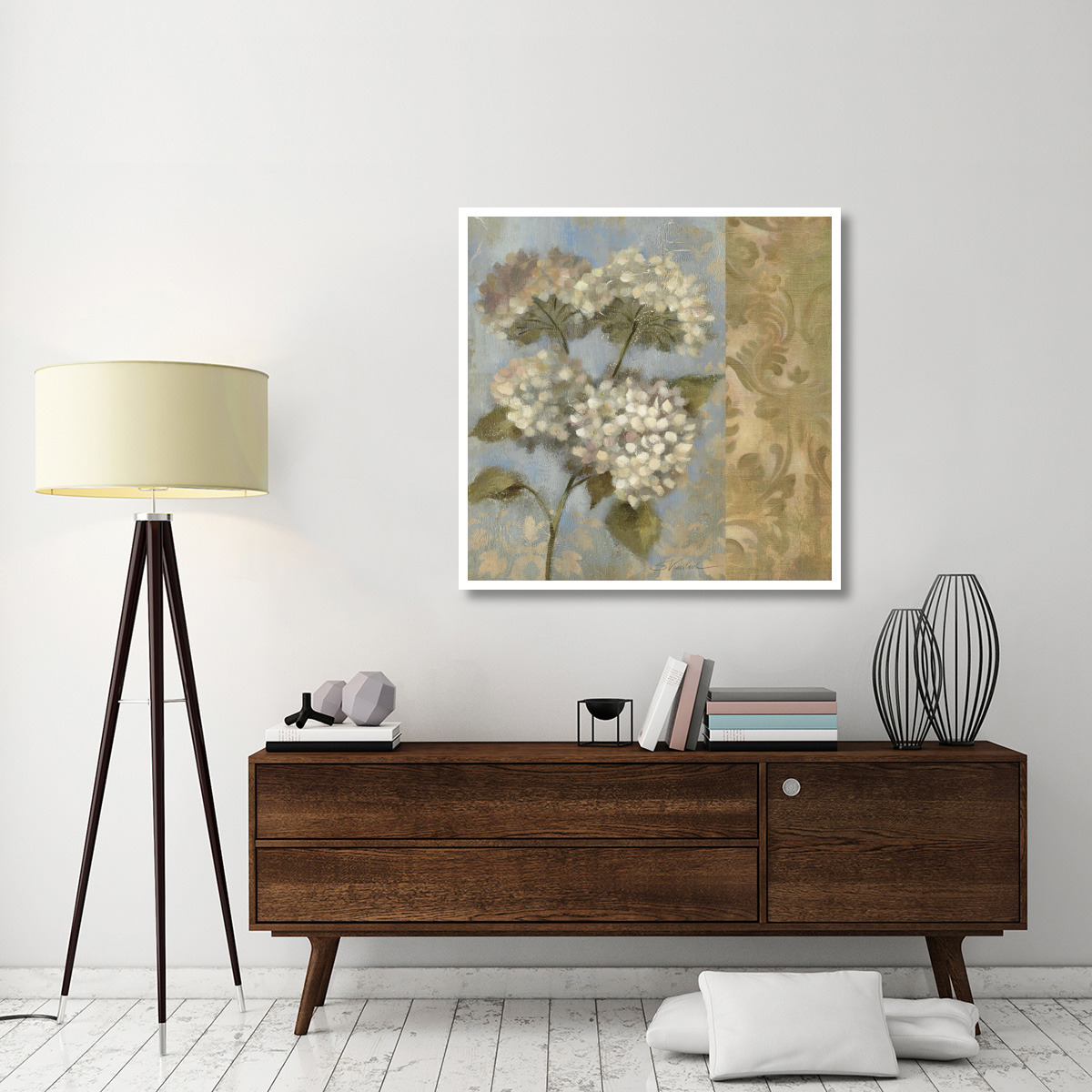 Hydrangea on Soft Blue WAG -Paper Art-42&quotx42"