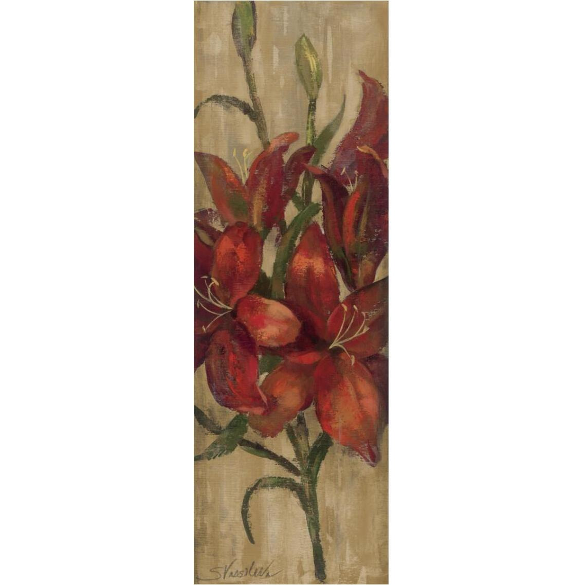 Vivid Red Lily on Gold -Paper Art-14&quotx38"