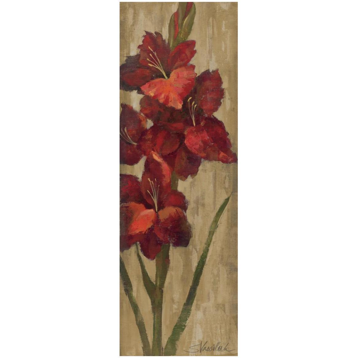 Vivid Red Gladiola on Gold -Paper Art-20&quotx56"