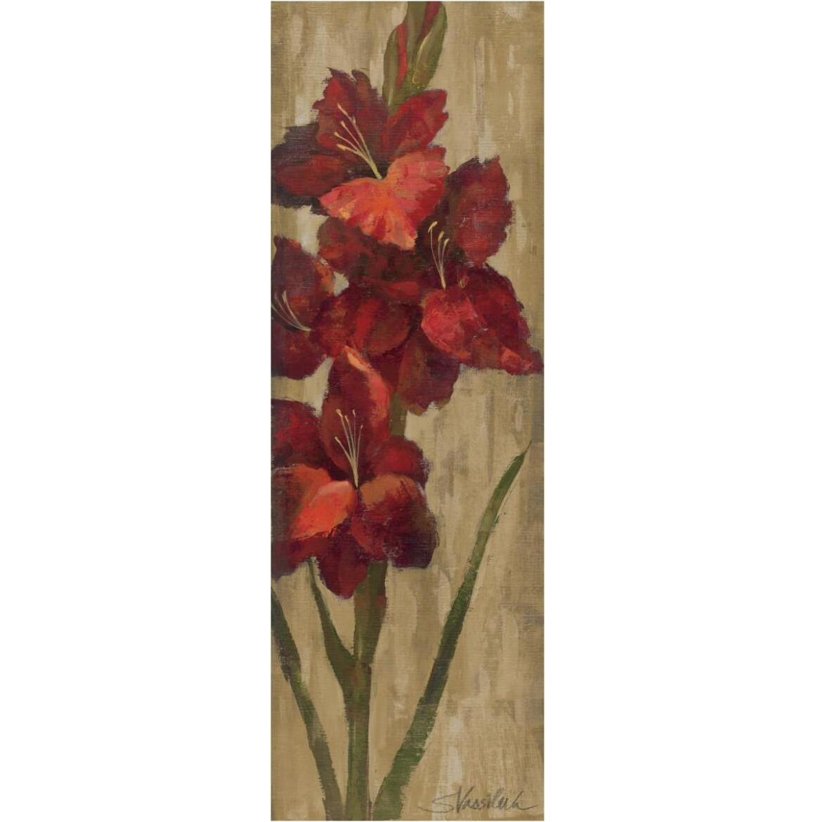 Vivid Red Gladiola on Gold -Paper Art-26&quotx74"