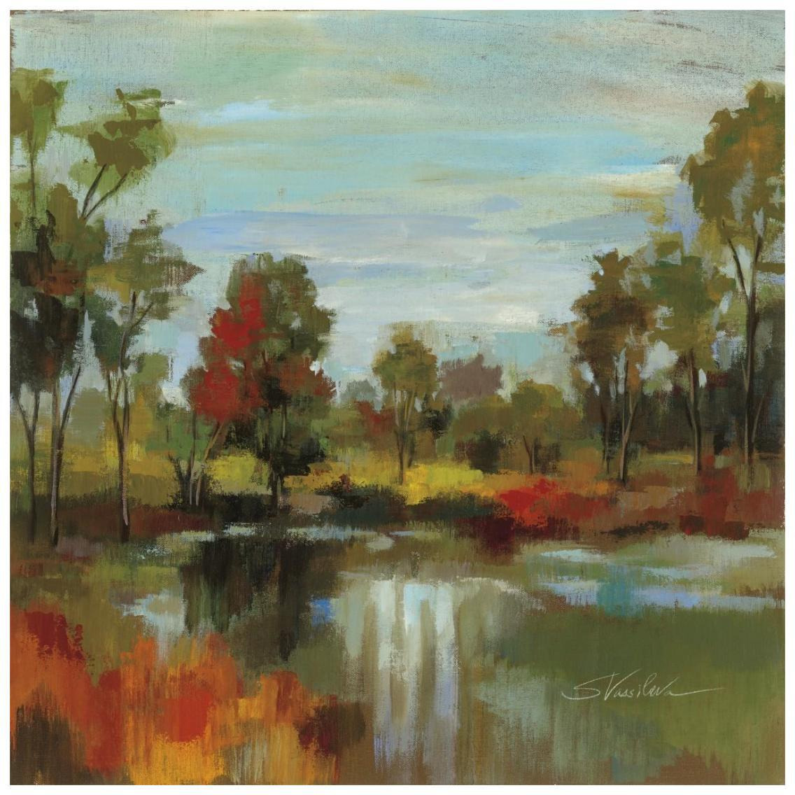 Hidden Pond Hues I -Paper Art-26&quotx26"