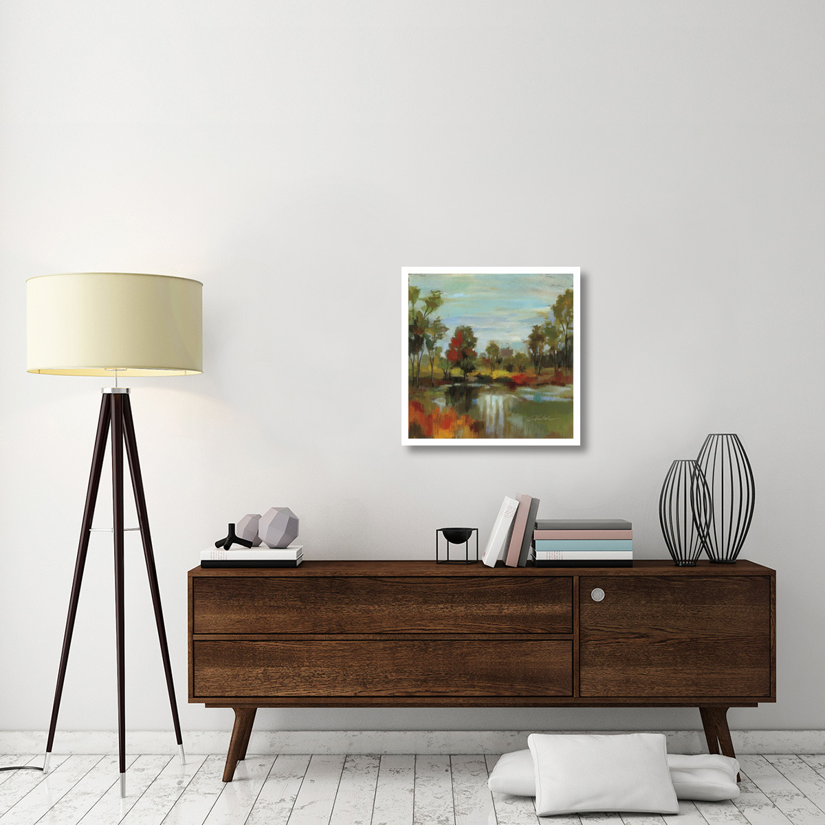 Hidden Pond Hues I -Paper Art-26&quotx26"