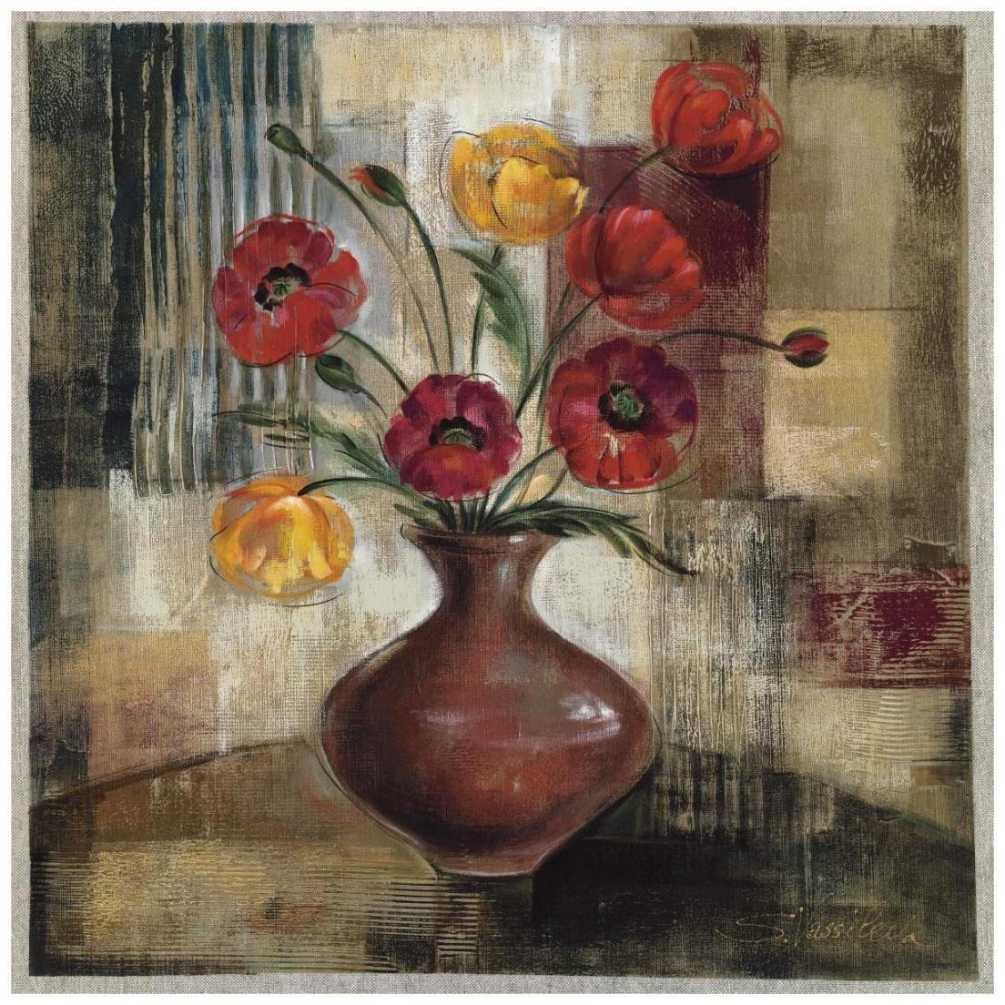 Poppies in a Copper Vase I -Paper Art-20&quotx20"