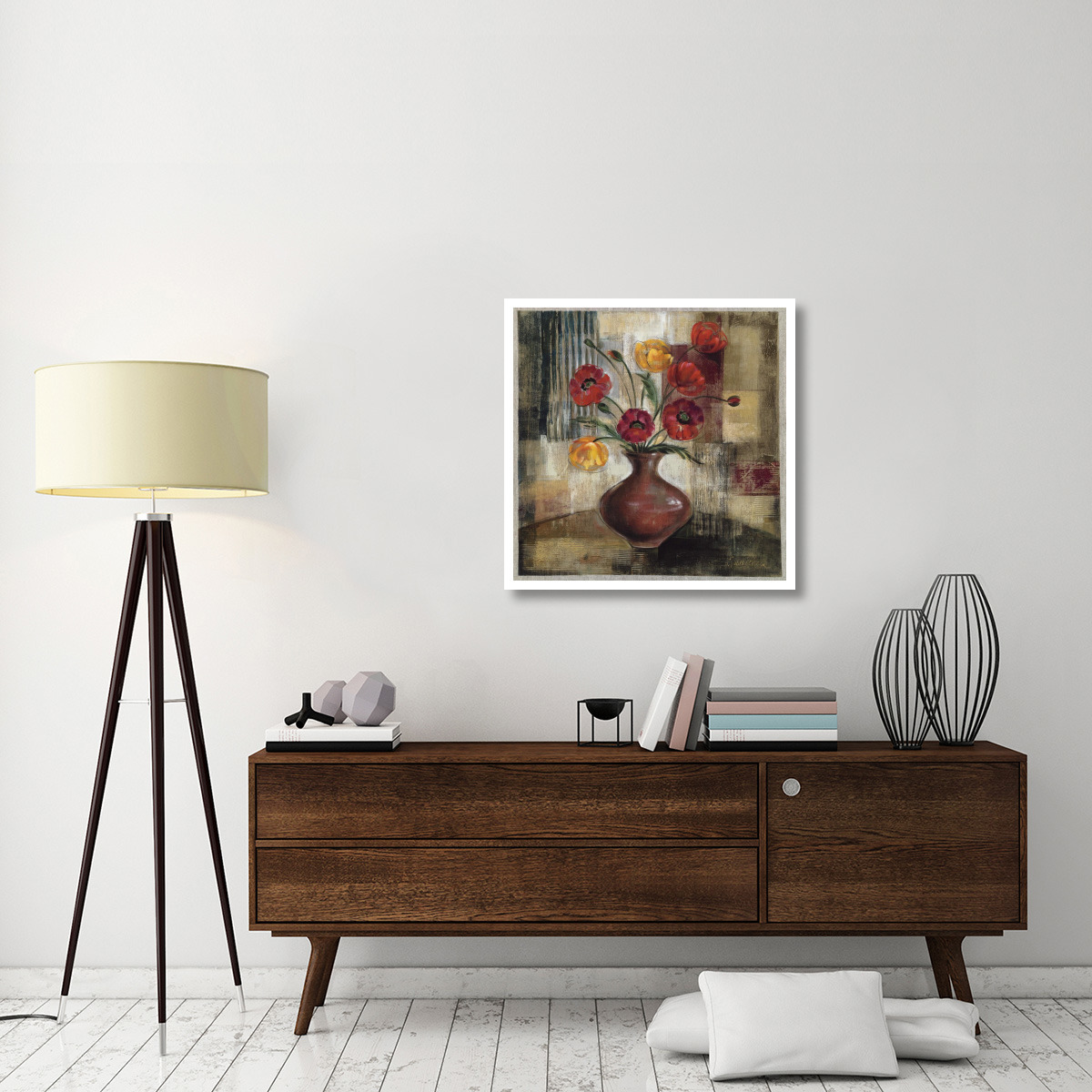 Poppies in a Copper Vase I -Paper Art-32&quotx32"