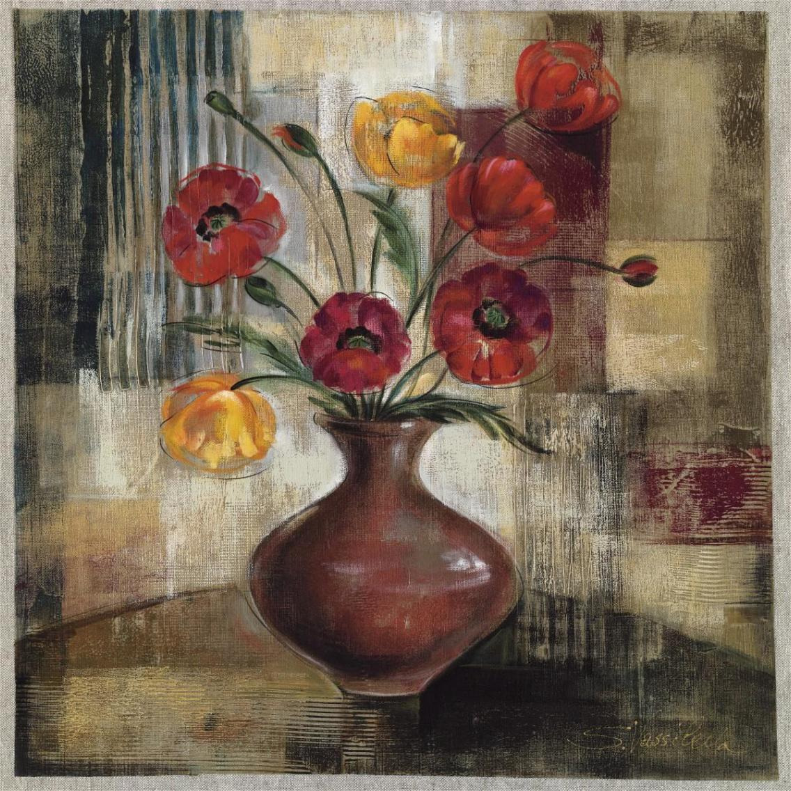 Poppies in a Copper Vase I -Paper Art-38&quotx38"