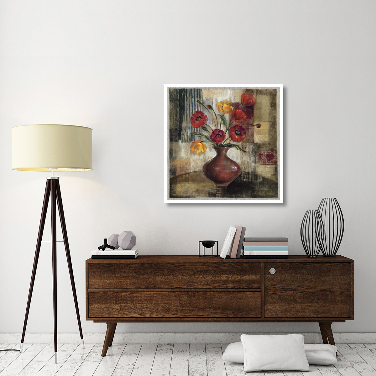 Poppies in a Copper Vase I -Paper Art-38&quotx38"