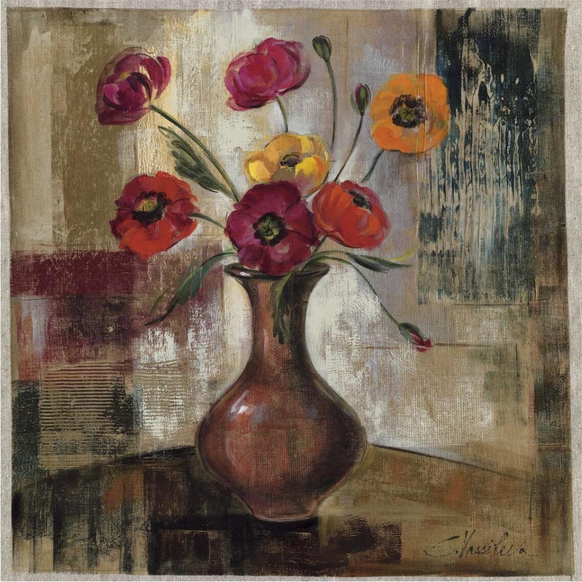 Poppies in a Copper Vase II -Paper Art-38&quotx38"