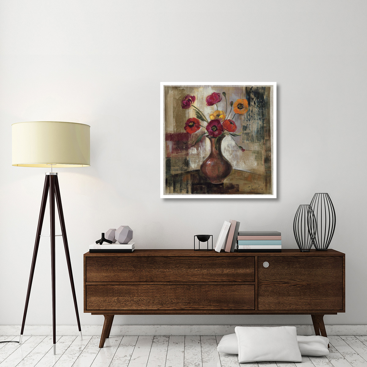 Poppies in a Copper Vase II -Paper Art-38&quotx38"