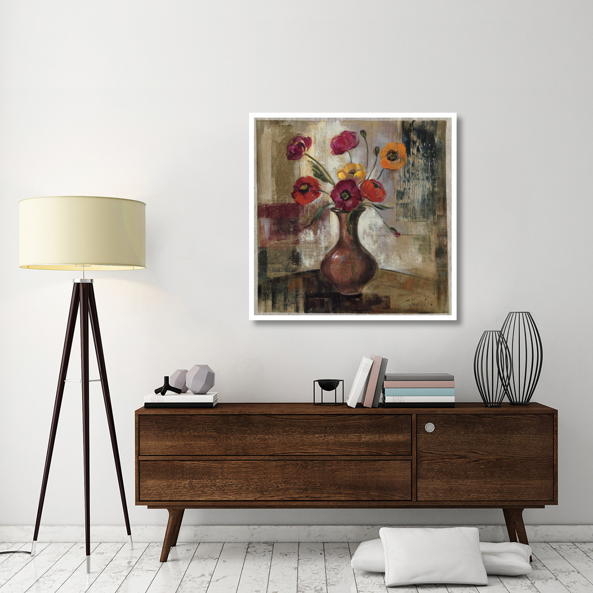 Poppies in a Copper Vase II -Paper Art-42&quotx42"