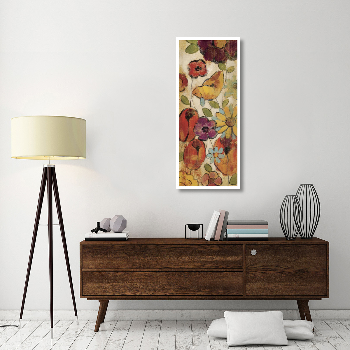 Floral Sketches on Linen II -Paper Art-22&quotx52"