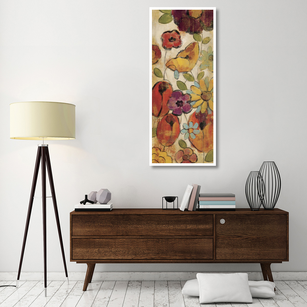 Floral Sketches on Linen II -Paper Art-26&quotx62"
