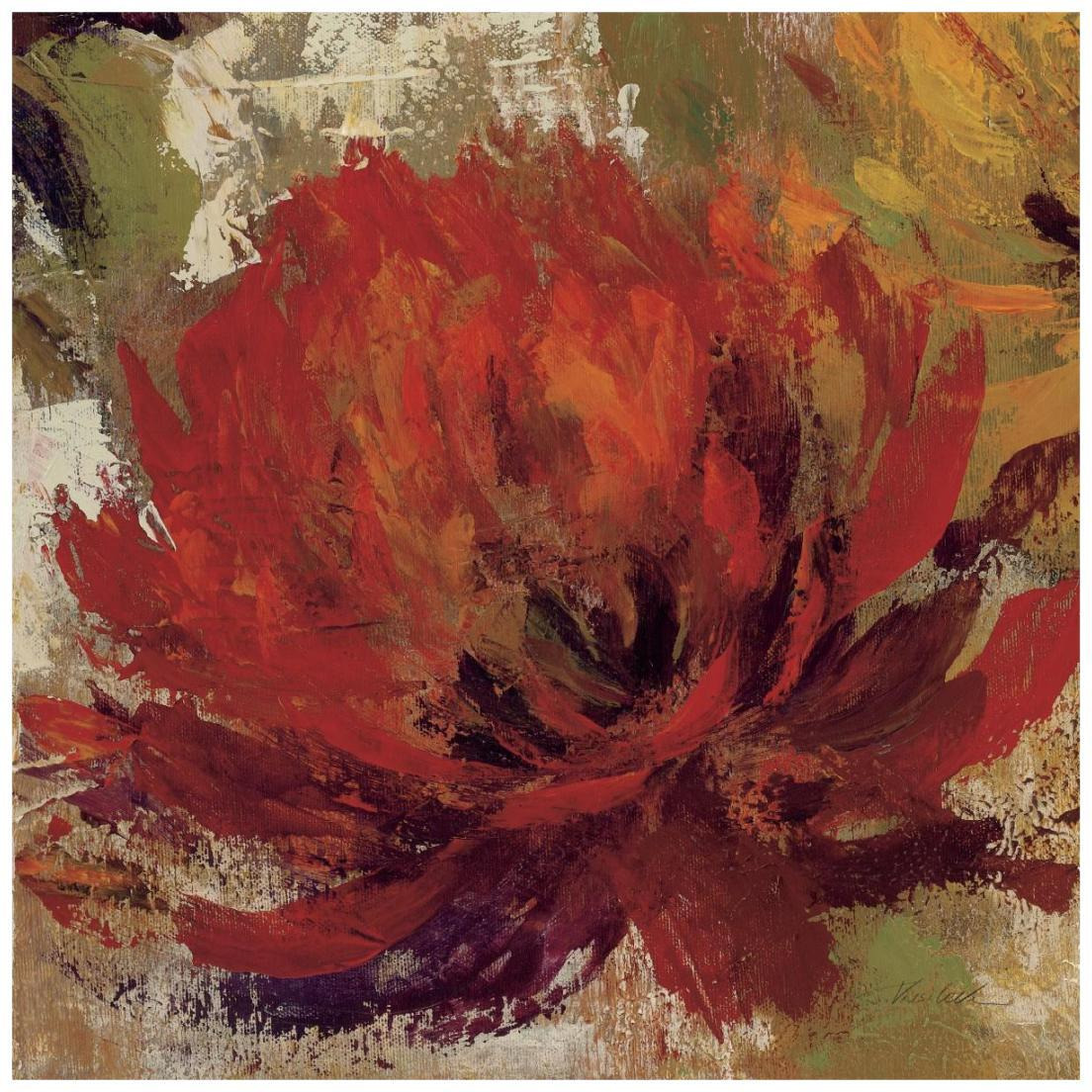 Fiery Dahlias II - Crop -Paper Art-20&quotx20"