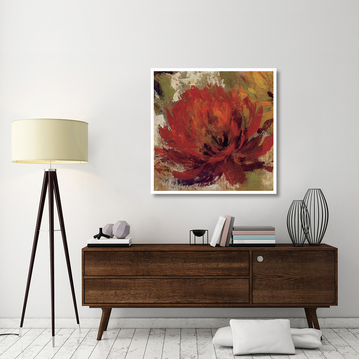 Fiery Dahlias II - Crop -Paper Art-42&quotx42"