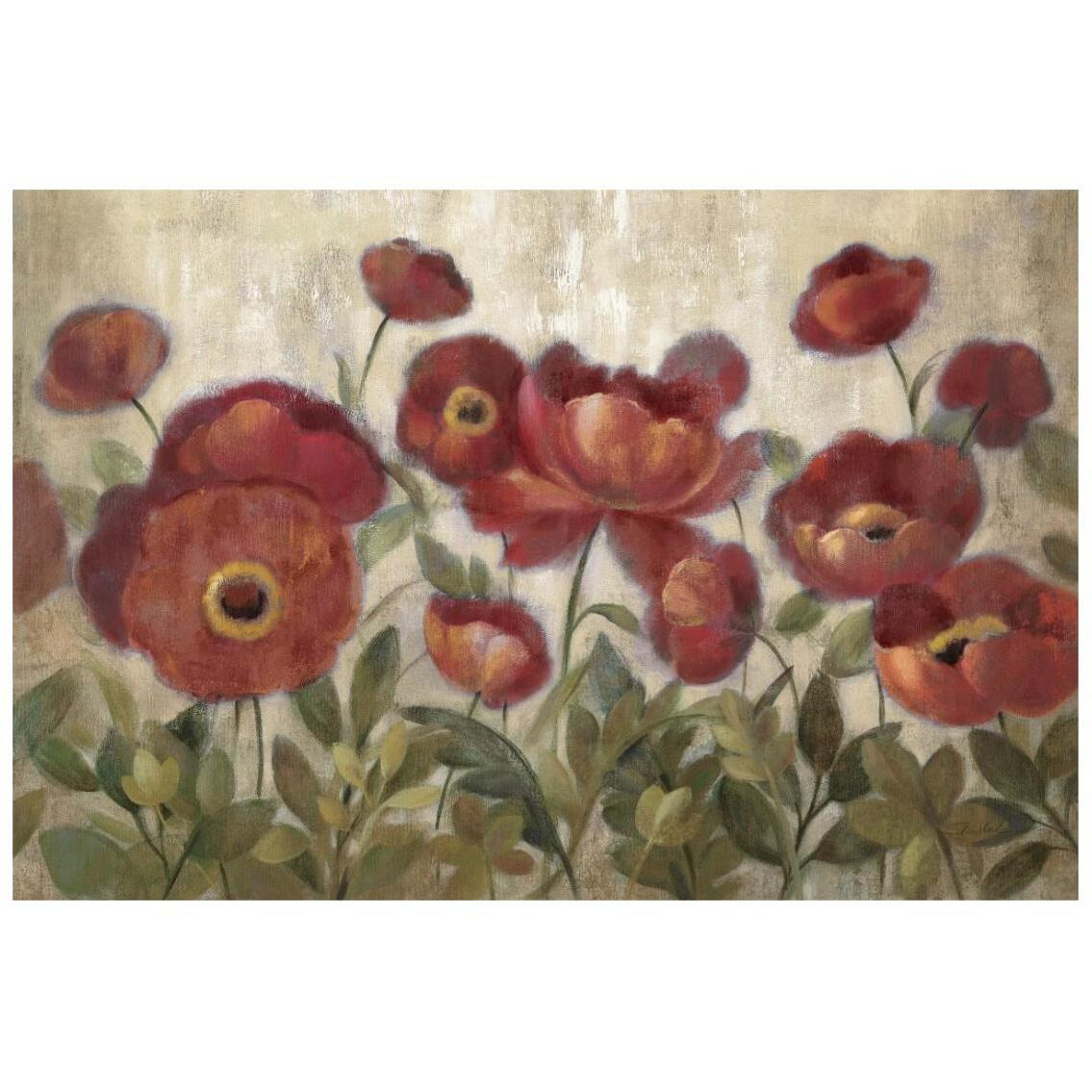 Daydreaming Flowers Red -Paper Art-26&quotx18"