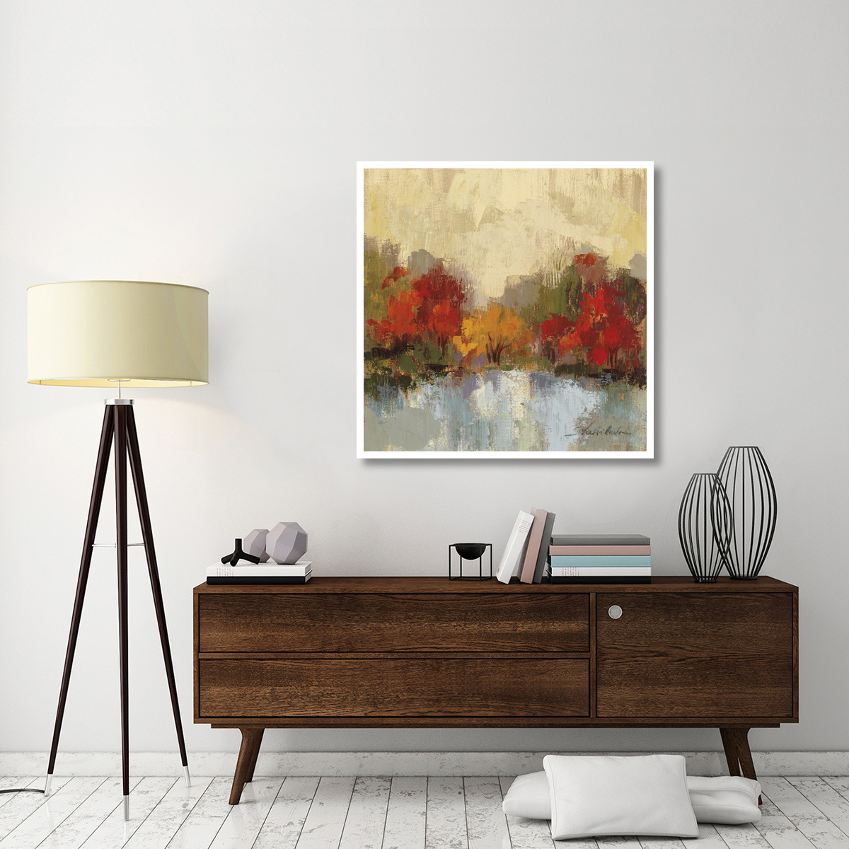Fall Riverside I -Paper Art-42&quotx42"
