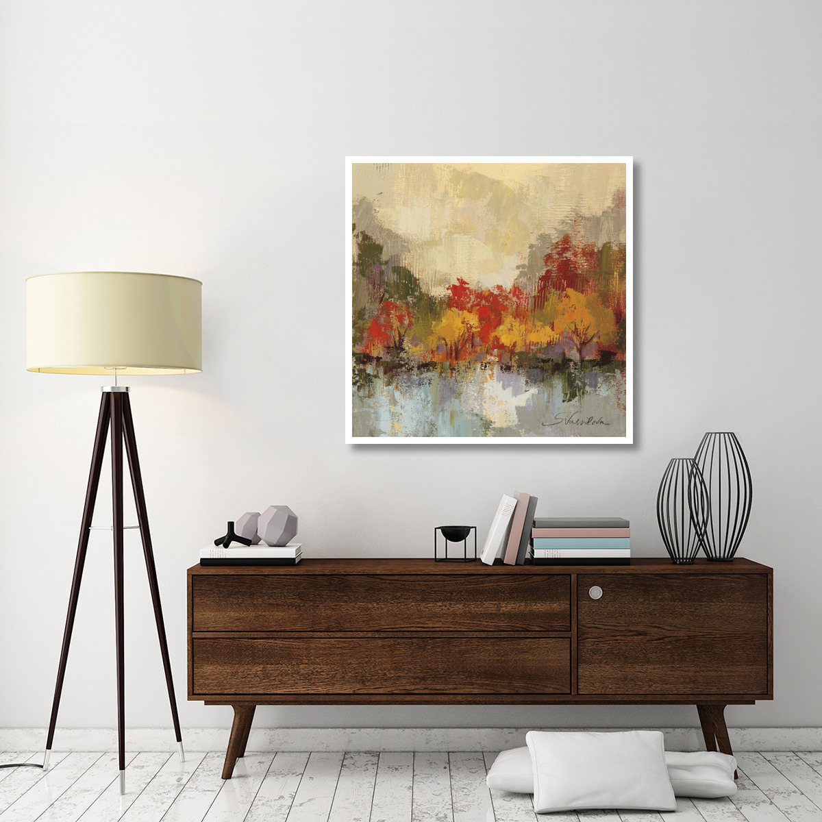 Fall Riverside II -Paper Art-42&quotx42"