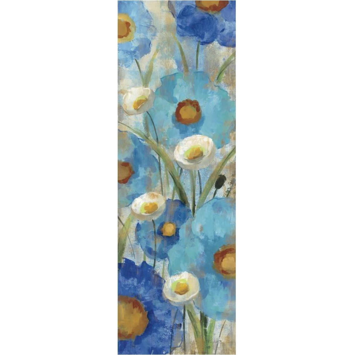 Sunkissed Blue and White Flowers I -Paper Art-14&quotx38"