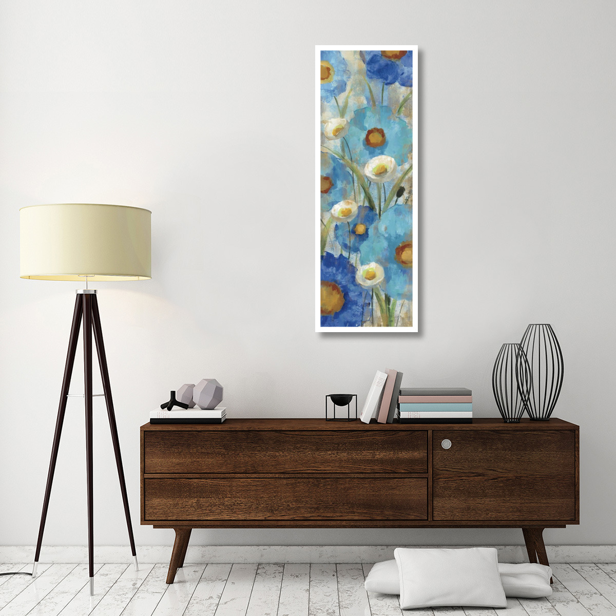 Sunkissed Blue and White Flowers I -Paper Art-20&quotx56"