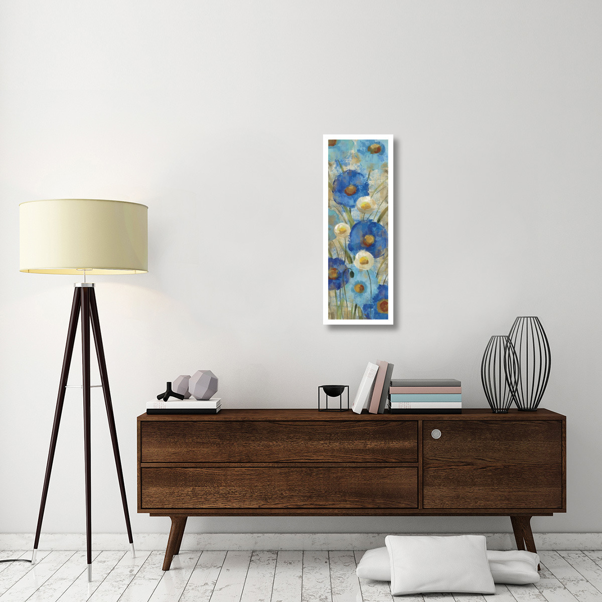 Sunkissed Blue and White Flowers II -Paper Art-14&quotx38"